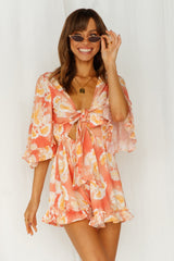 Bloomed Flower Romper Orange