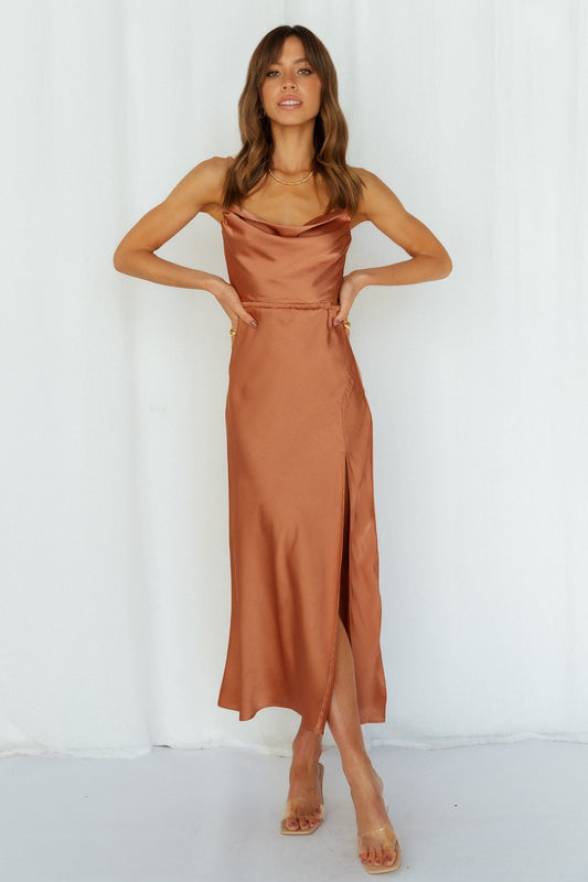 Stand On My Own Midi Dress Rust