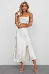 Chasing Heartbeats Midi Skirt Cream