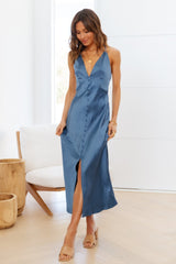 Sleek Night Midi Dress Blue