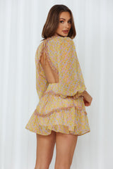 Raining Flowers Dress Yellow