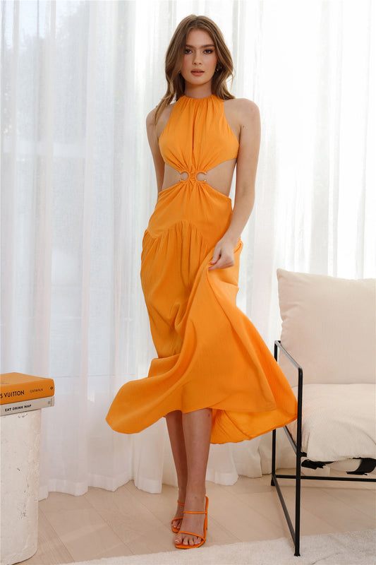 Pleasant Living Midi Dress Orange