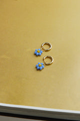 14K Gold Plated Cute As A Daisy Earrings Dark Blue