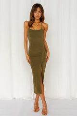 No Bad Vibes Midi Dress Khaki