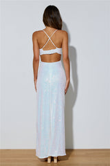 Peak Brilliance Sequin Maxi Dress White