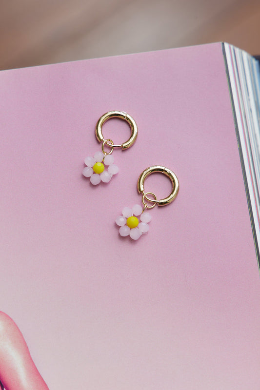 14K Gold Plated Cute As A Daisy Earrings Light Pink