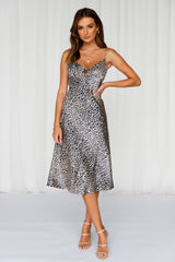 Sans Francisco Midi Dress Beige Leopard