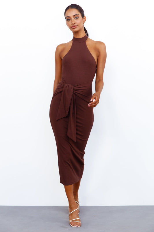 La La La Love Midi Dress Brown