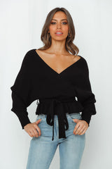 After Dawn Knit Crop Black