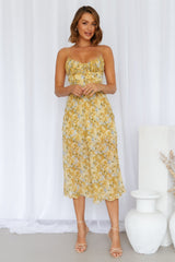 Sunrise Strolls Midi Dress Yellow