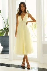 Summer Cinderella Midi Dress Lemon