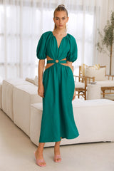 Lost In A Maze Midi Dress Green