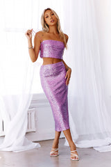 HELLO MOLLY Sparkling Fantasy Sequin Crop Lilac