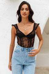 LIONESS Some Like It Hot Lace Corset Top Onyx