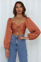 Caught Cutie Crop Top Bronze