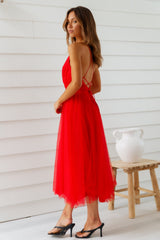 Summer Cinderella Midi Dress Red