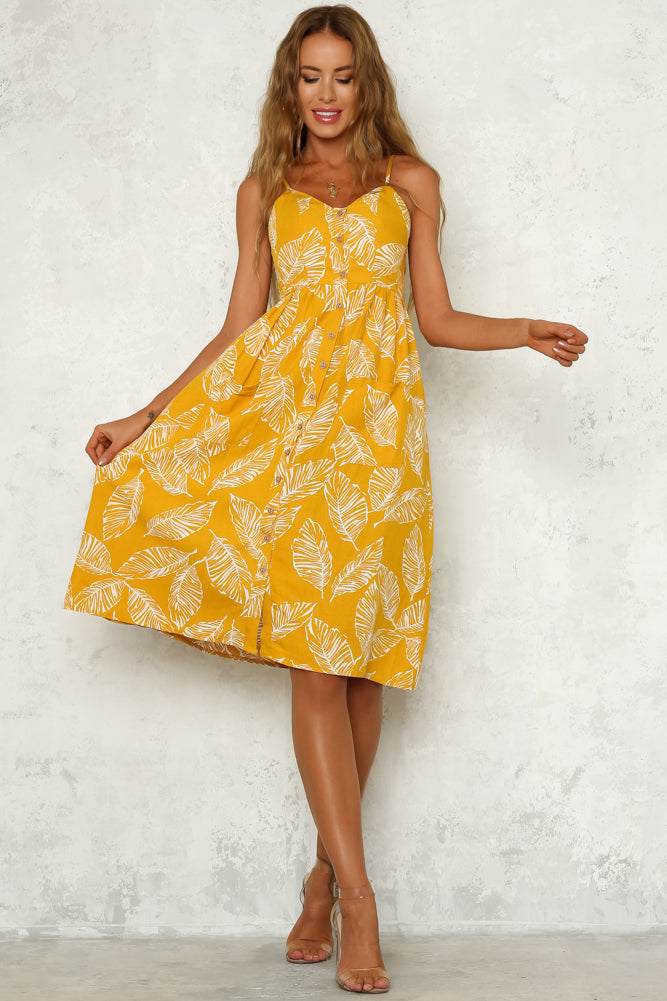 From The Other Side Midi Dress Mustard