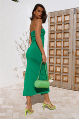 Solar Rays Midi Dress Green