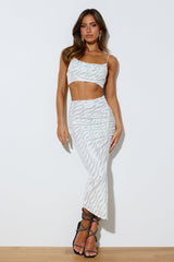 Like A Genie Midi Skirt White Shimmer