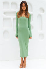 Tea Hour Midi Dress Set Green