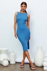 What Goes Up Midi Dress Blue