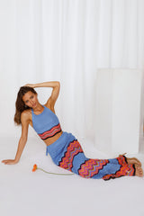 Tight Knit Maxi Skirt Blue