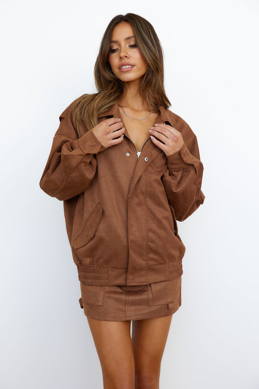 LIONESS Kenny Bomber Jacket Sepia Brown