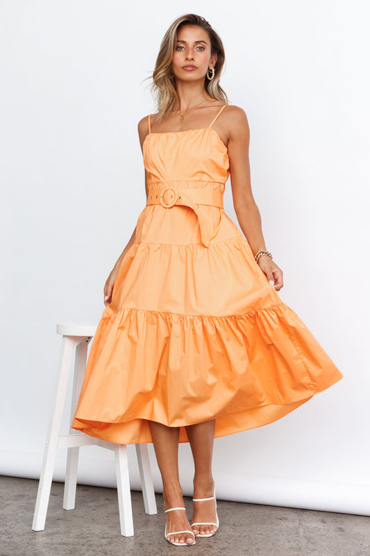 Tropicana Cool Midi Dress Orange