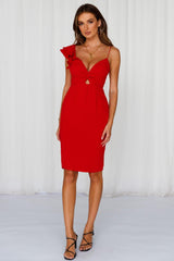 Home Late Midi Dress Red