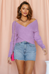 Aligned With You Knit Top Purple