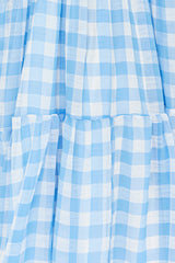 Gingham Fantasy Maxi Dress Blue