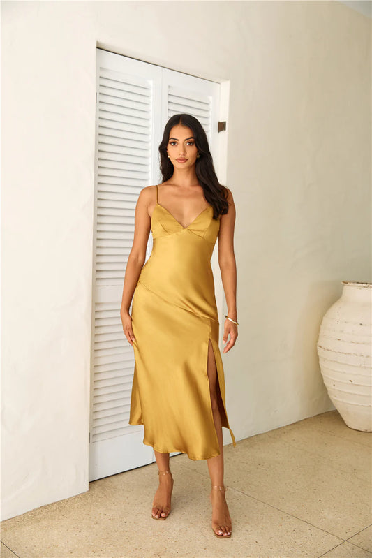 Asking For A Friend Midi Dress Mustard