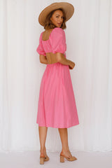 Come Fly With Me Midi Dress Hot Pink