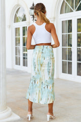 Drifting Waves Midi Skirt Green