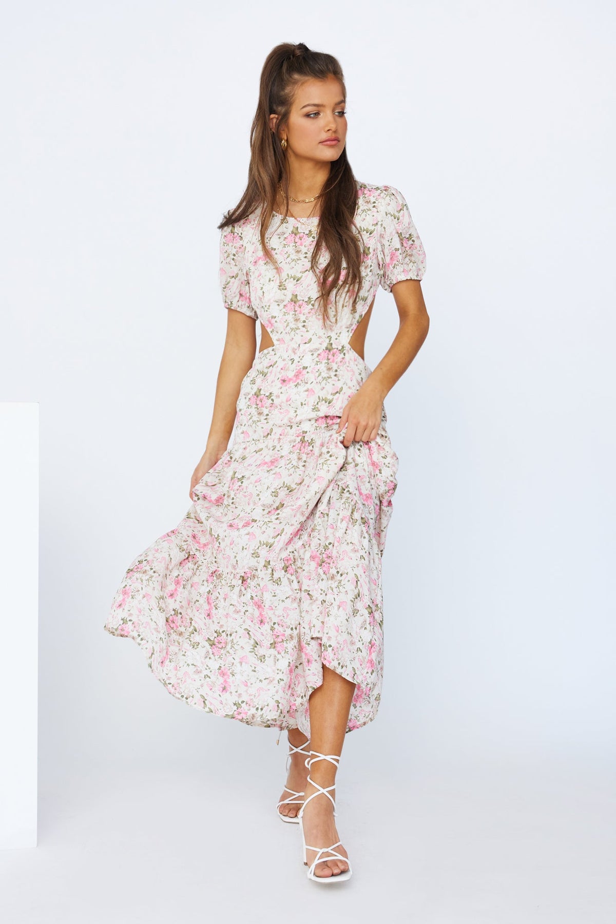 Flow Down Gently Midi Dress Pink