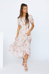 Flow Down Gently Midi Dress Pink