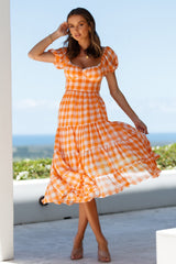 Finding Trouble Midi Dress Orange