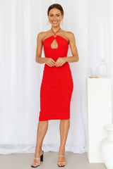 Attractive Sights Midi Dress Red