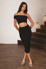 See It Coming Midi Skirt Black