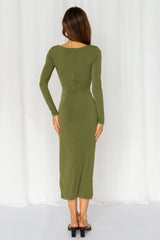 Oh My Goddess Midi Dress Olive