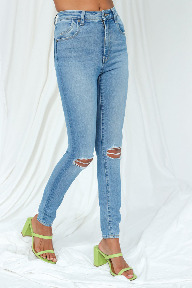 Rolla's Eastcoast Ankle High Rise Skinny Jeans Ocean Worn