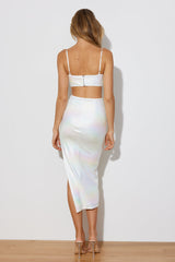 In The Rainbow Midi Dress White