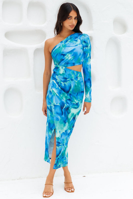 Oceanic World Midi Dress Blue