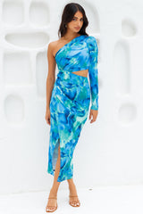 Oceanic World Midi Dress Blue