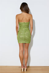 Accented Times Dress Green Sequin