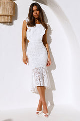 Keep It Lacey Midi Dress White