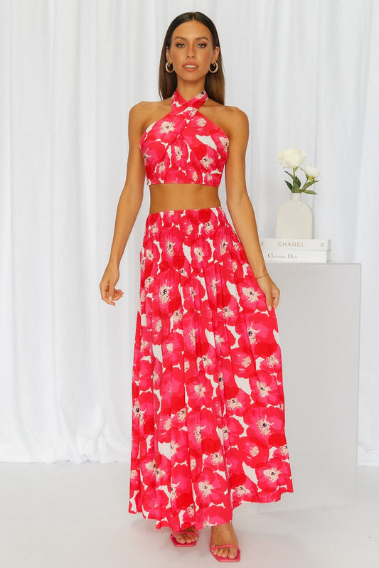 Swipe Next Maxi Skirt Red