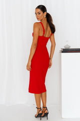 Soaring To New Heights Midi Dress Red