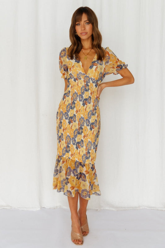 Everything In Between Midi Dress Yellow