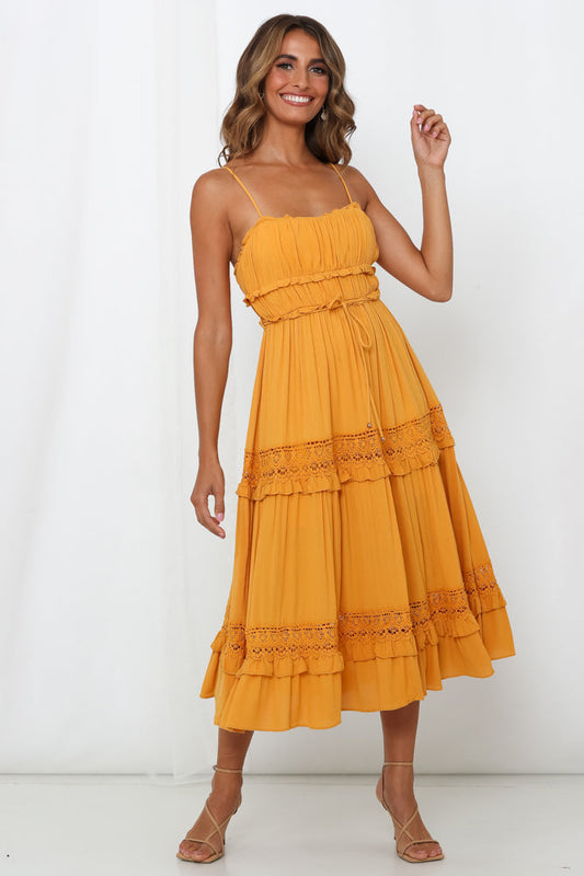 Place Of Dreams Midi Dress Mustard